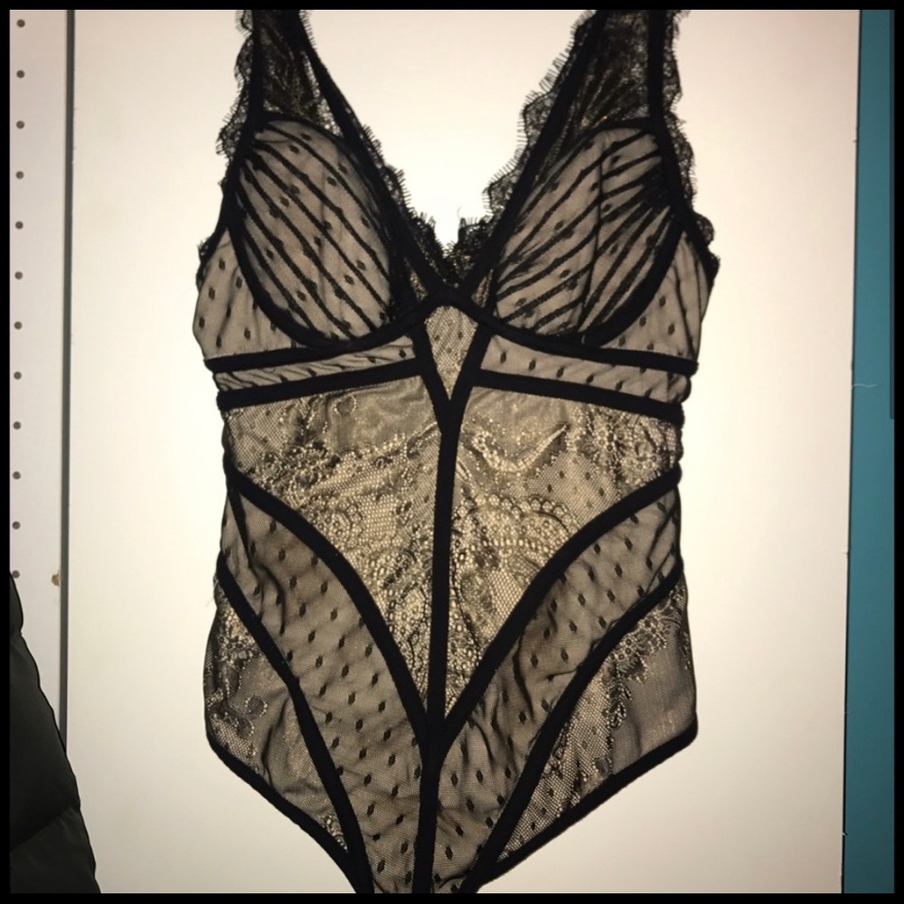 Bebe Mixed Lace Bodysuit